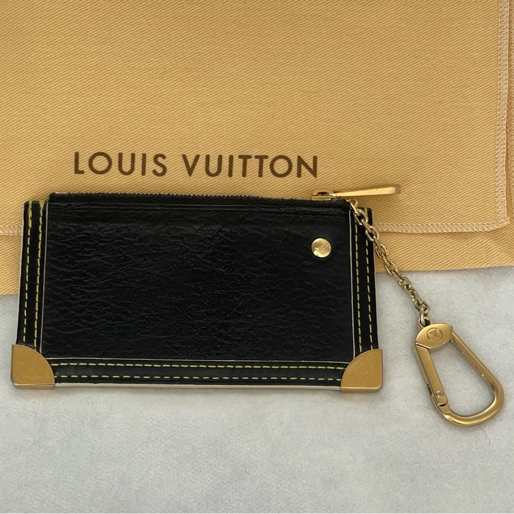LOUIS VUITTON Black Suhali Leather Pochette Cles